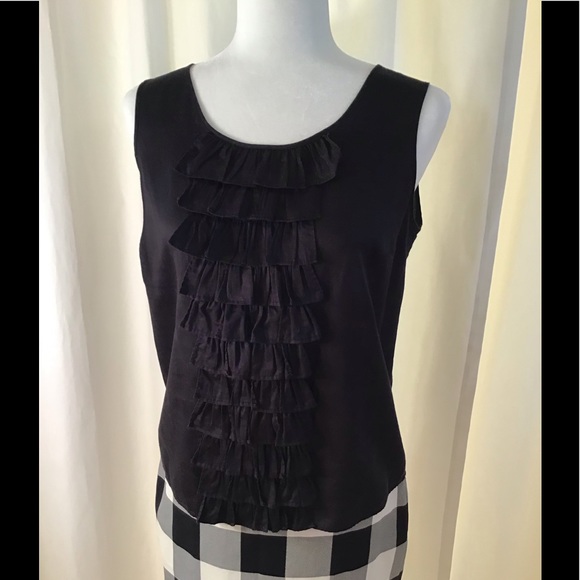 TALBOTS Black Shell with Ruffle Embelishment - Picture 4 of 8